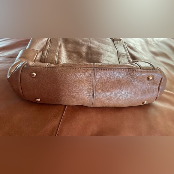 Vintage Italian Tan Pebble Leather Shoulder Bag Mila Paoli Gold-tone hardware - Picture 6 of 13